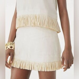 J.CREW COLLECTION- COLLECTION FAUX RAFFIA-TRIM LINEN MINI SKIRT - Size 2
